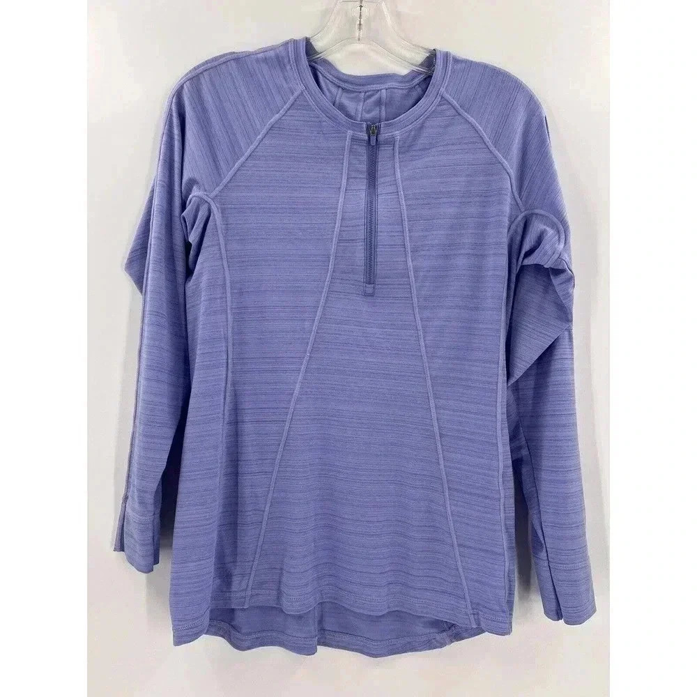Athleta Speedlight Long Sleeve Seamless Purple 1/4 Zip Shirt Large Excellent UC
